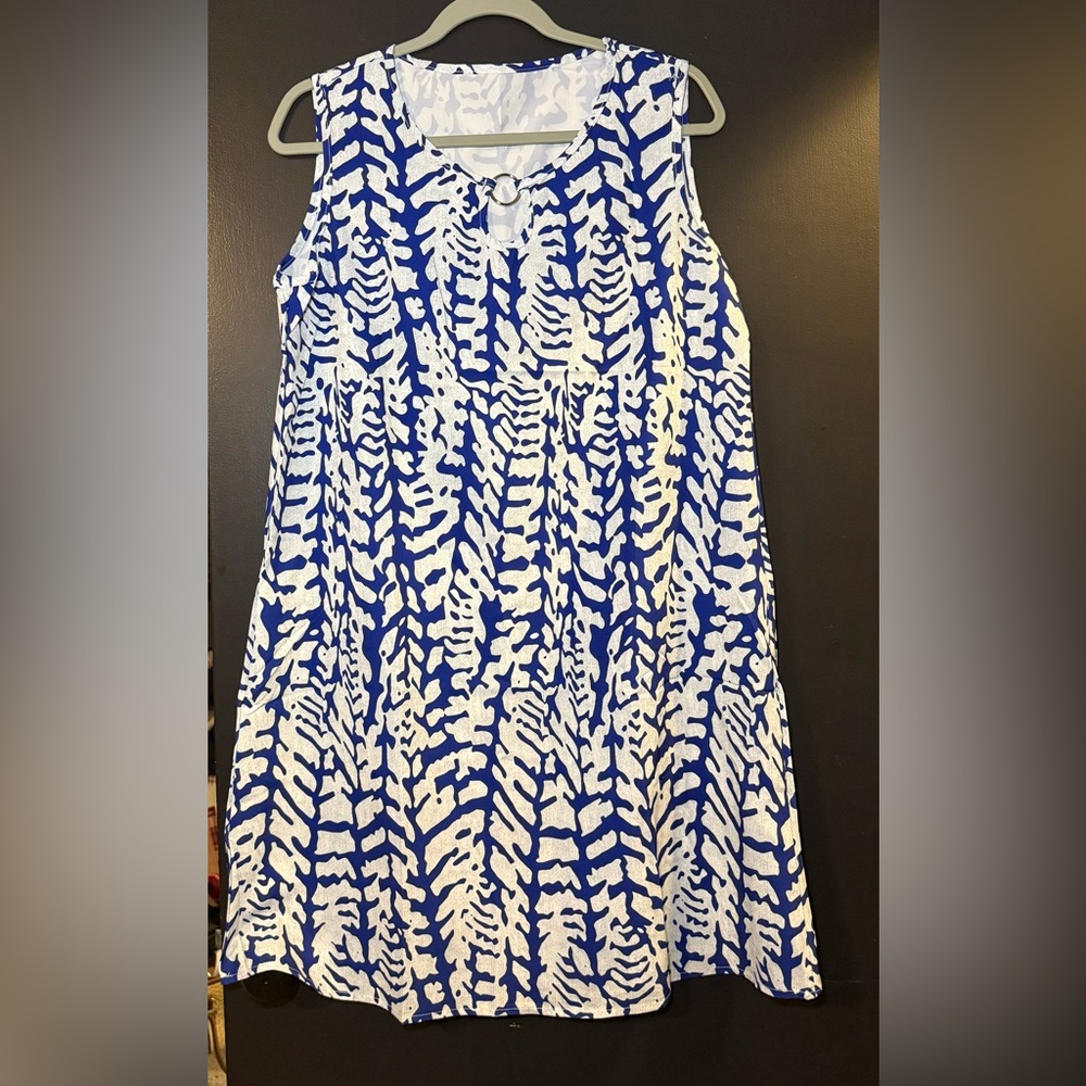Vibrant Blue and White Dress